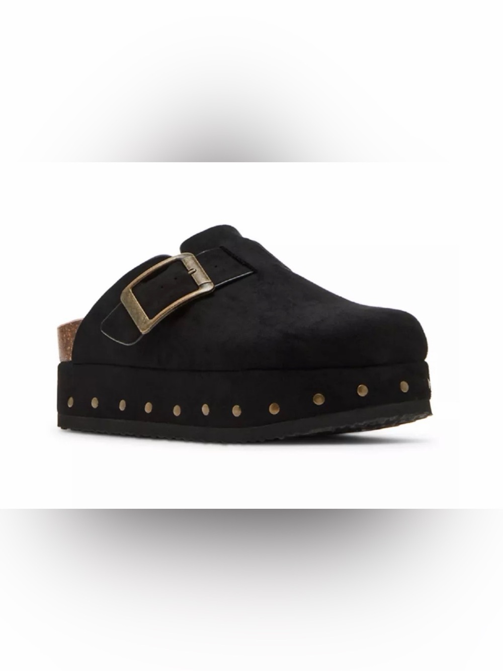 Madden Girl Black Suede Platform Clog with Buckle Size 11